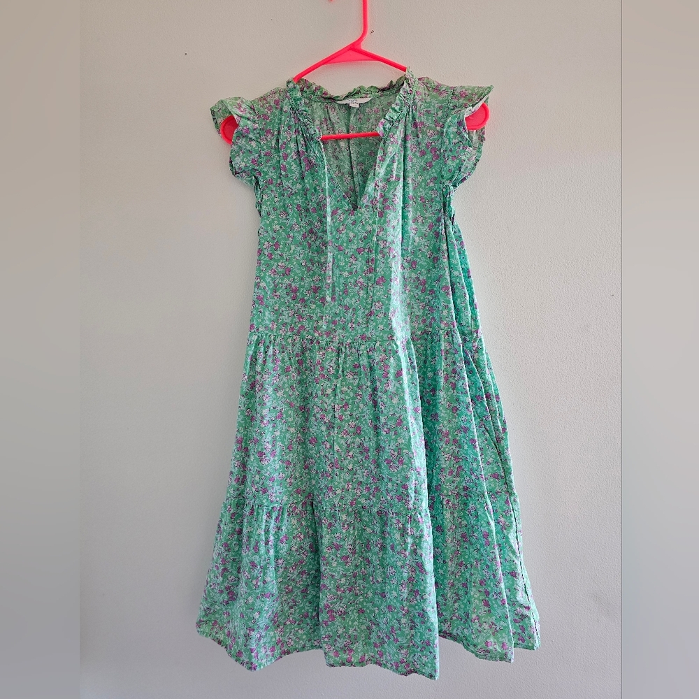 Time and Tru Green Floral Casual Dress